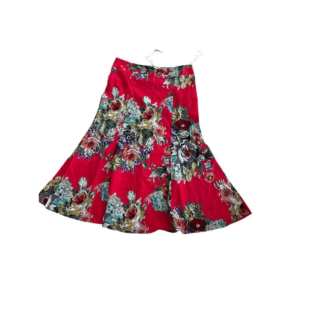 Vintage Connection 18 Red Hawaiian Floral Skirt Sz M NWT